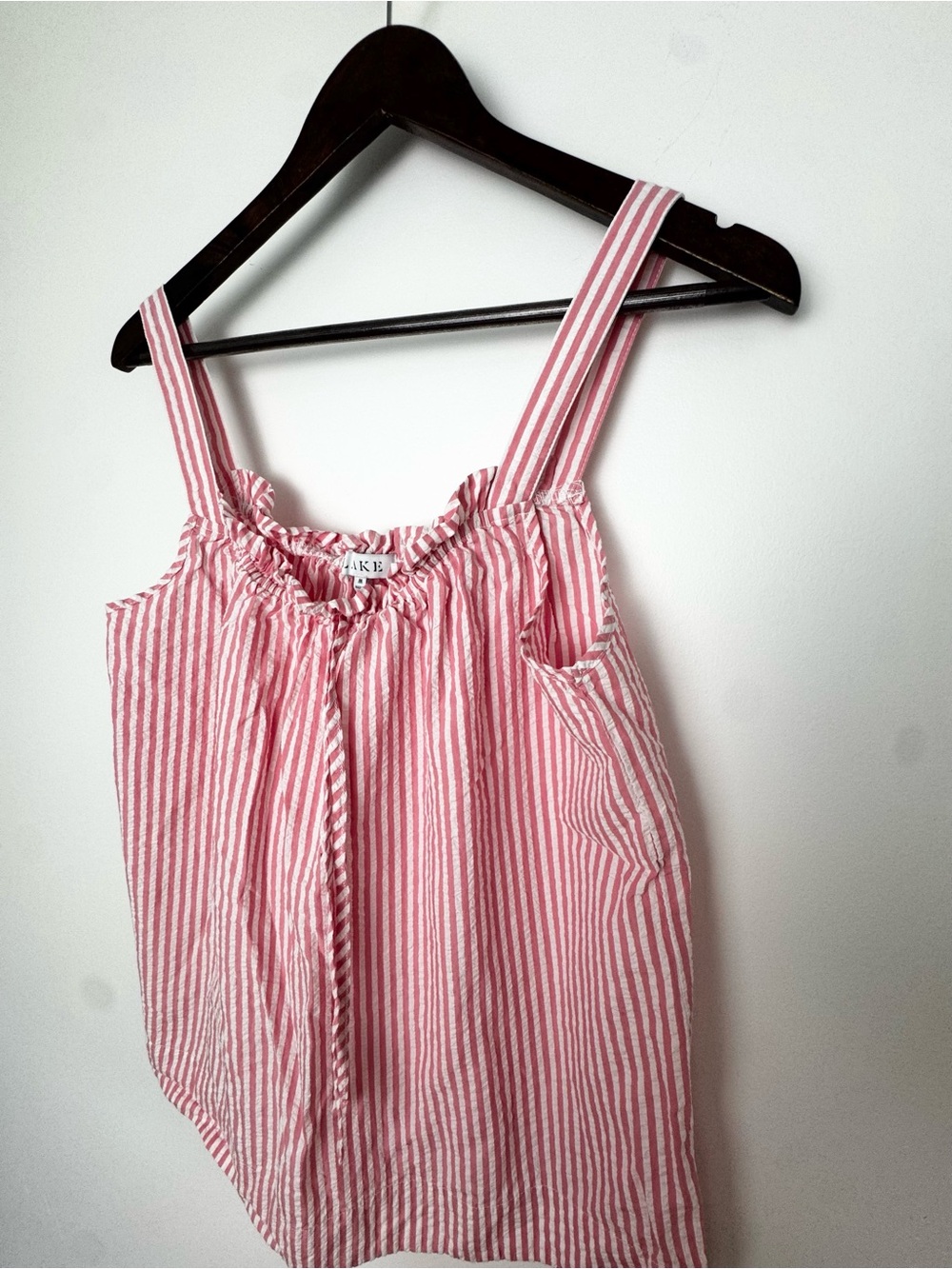 LAKE Pajamas Alice Seersucker Cami Top M Gelato Pink Stripe Sleepwear